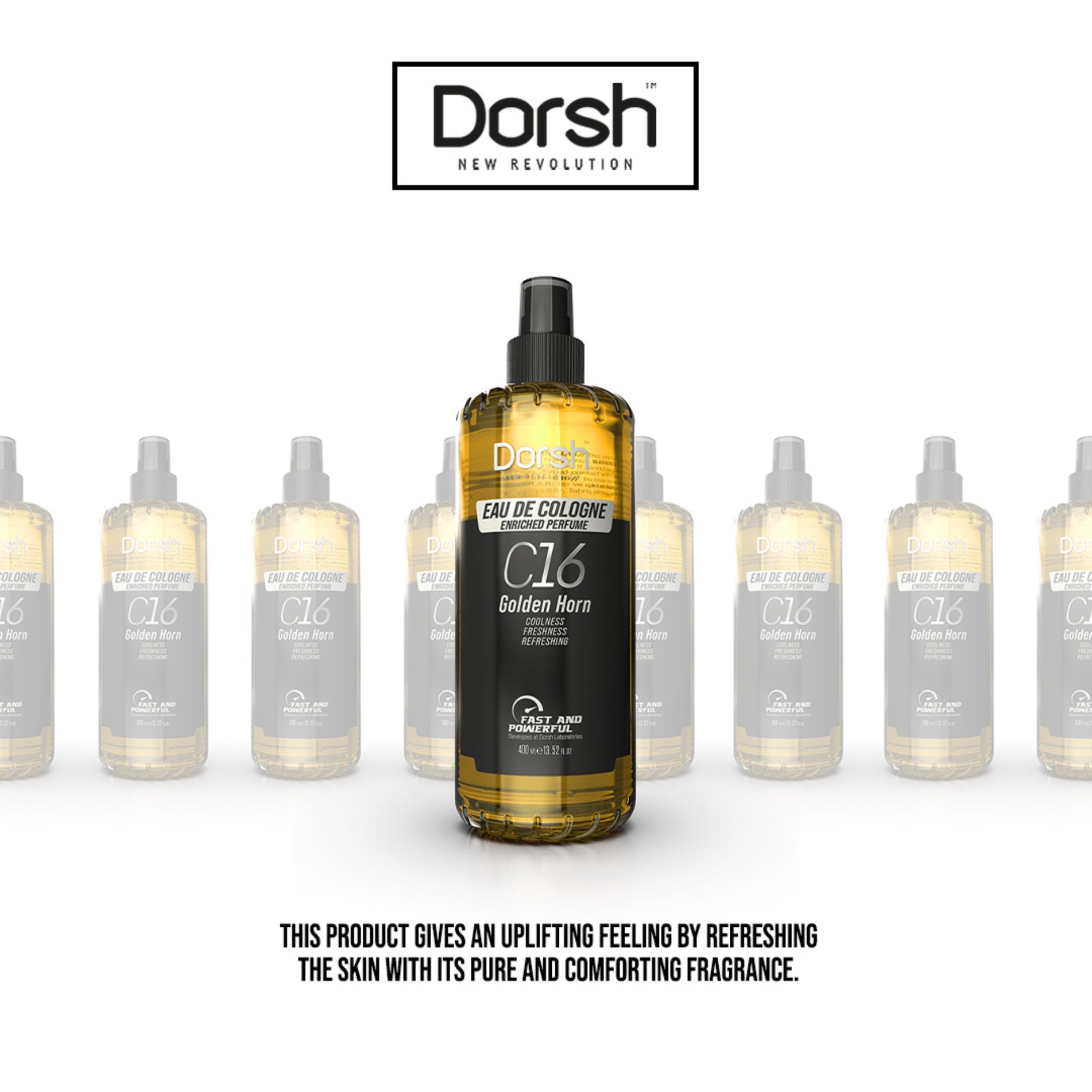 Eau de Cologne Golden Horn – Klassisches Duftwasser für Frische & Pflege von Haut und Händen – 400 ml