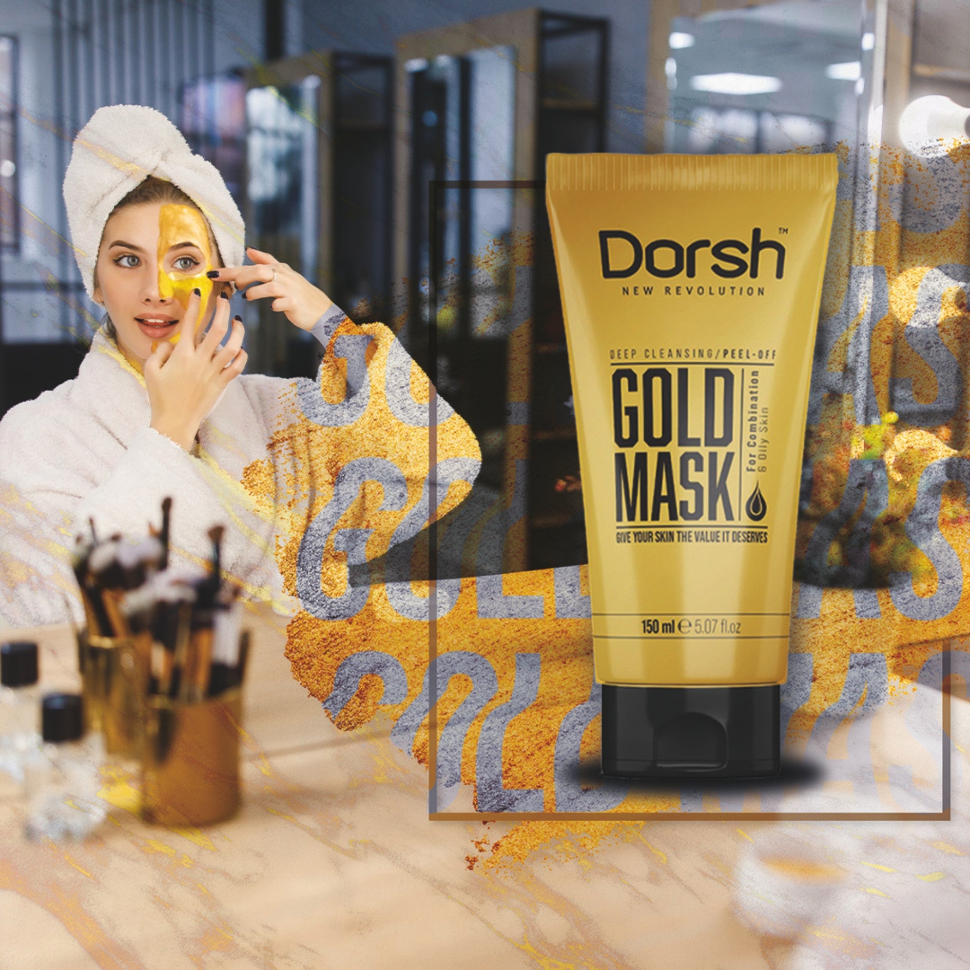 Peel-Off Goldmaske mit Peptiden – Porenreinigung & Straffung mit Menthol & Glycerin – 150 ml
