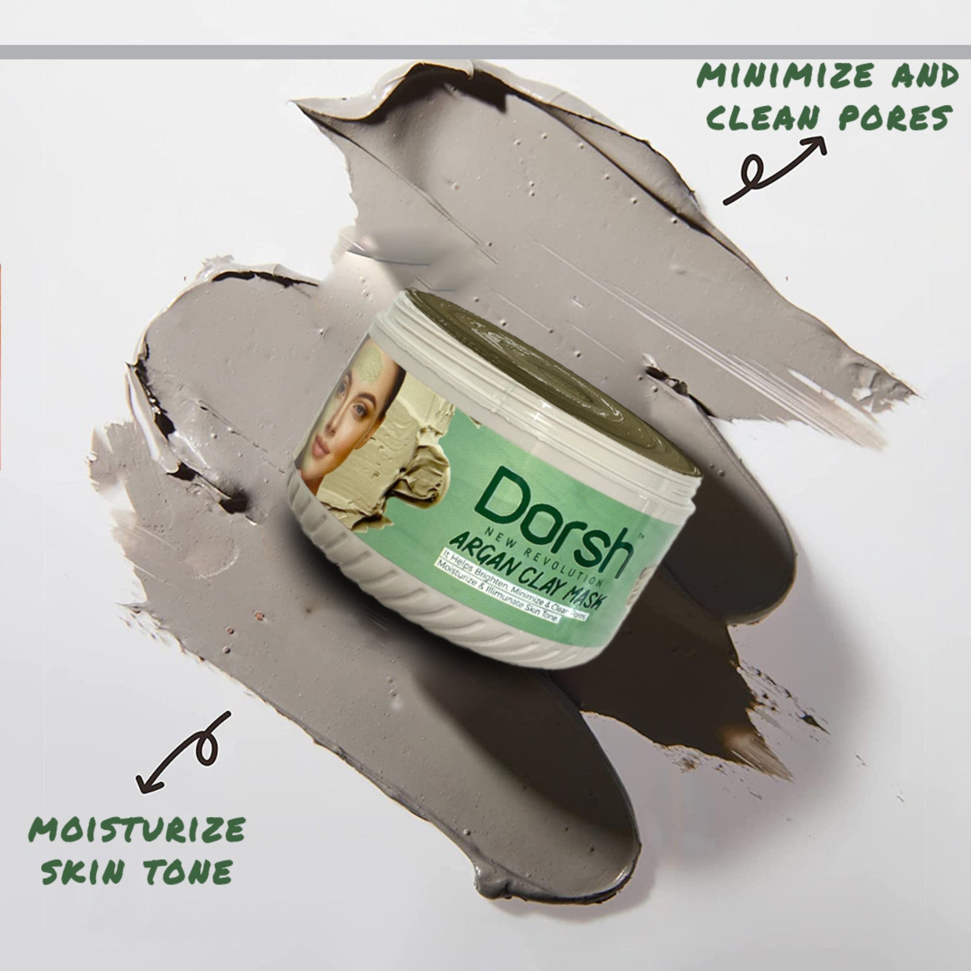 Clay Maske mit Arganöl – Tiefenreinigung & Feuchtigkeitspflege bei unreiner Haut – 400 g