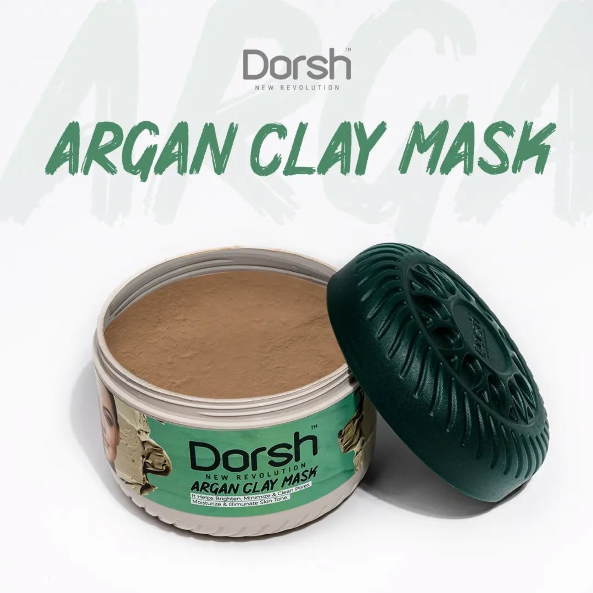 Clay Maske mit Arganöl – Tiefenreinigung & Feuchtigkeitspflege bei unreiner Haut – 400 g