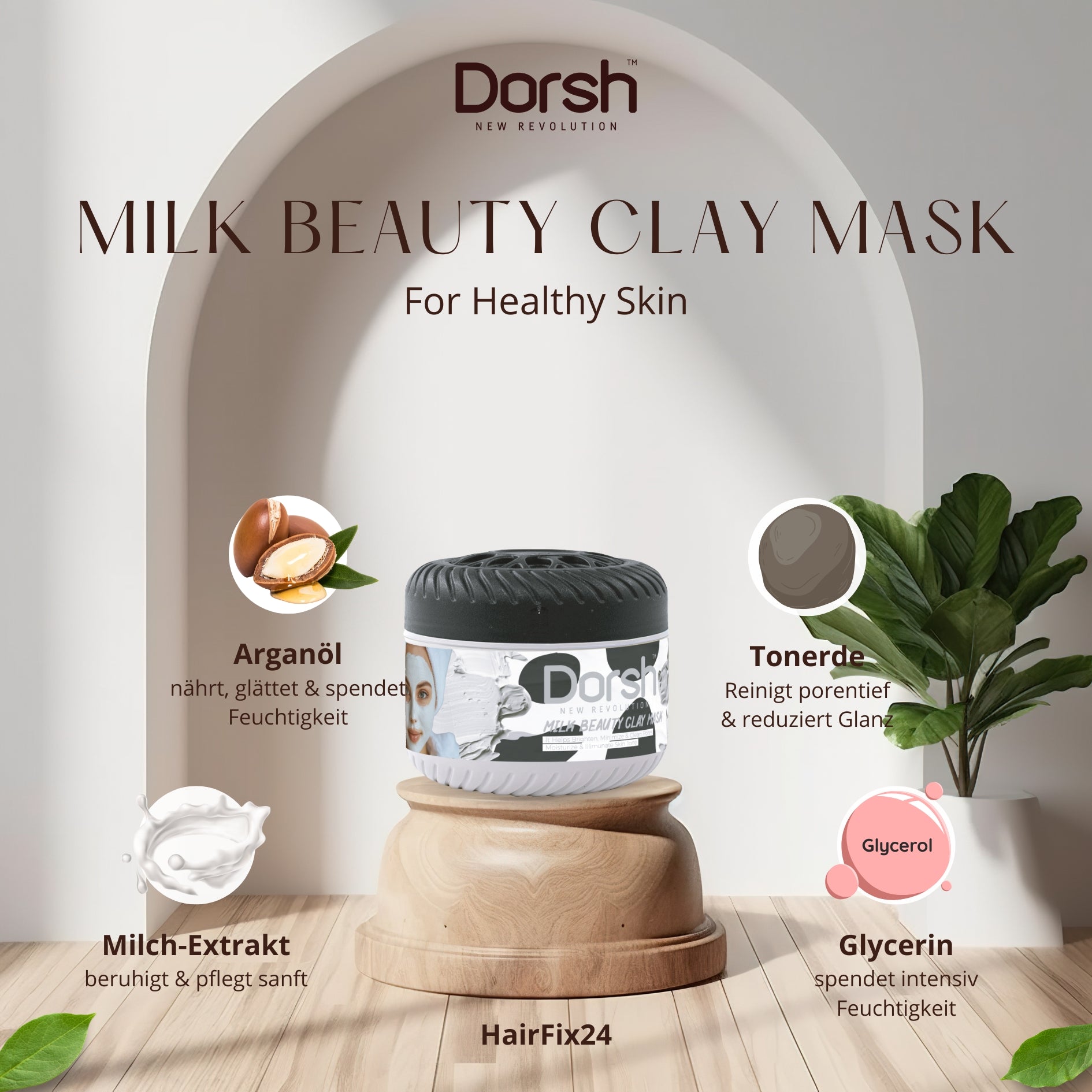 Clay Maske mit Milch & Arganöl – Sanfte Reinigung & Porentiefe Pflege– 400 g