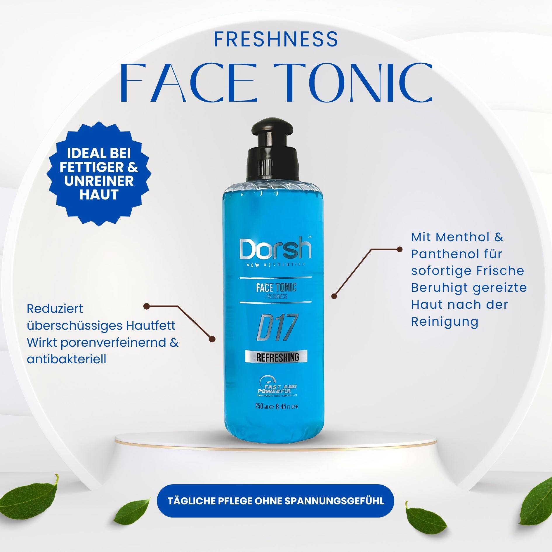 Gesichtswasser mit Panthenol & Menthol – Klärendes Face Tonic für fettige & unreine Haut – 250 ml