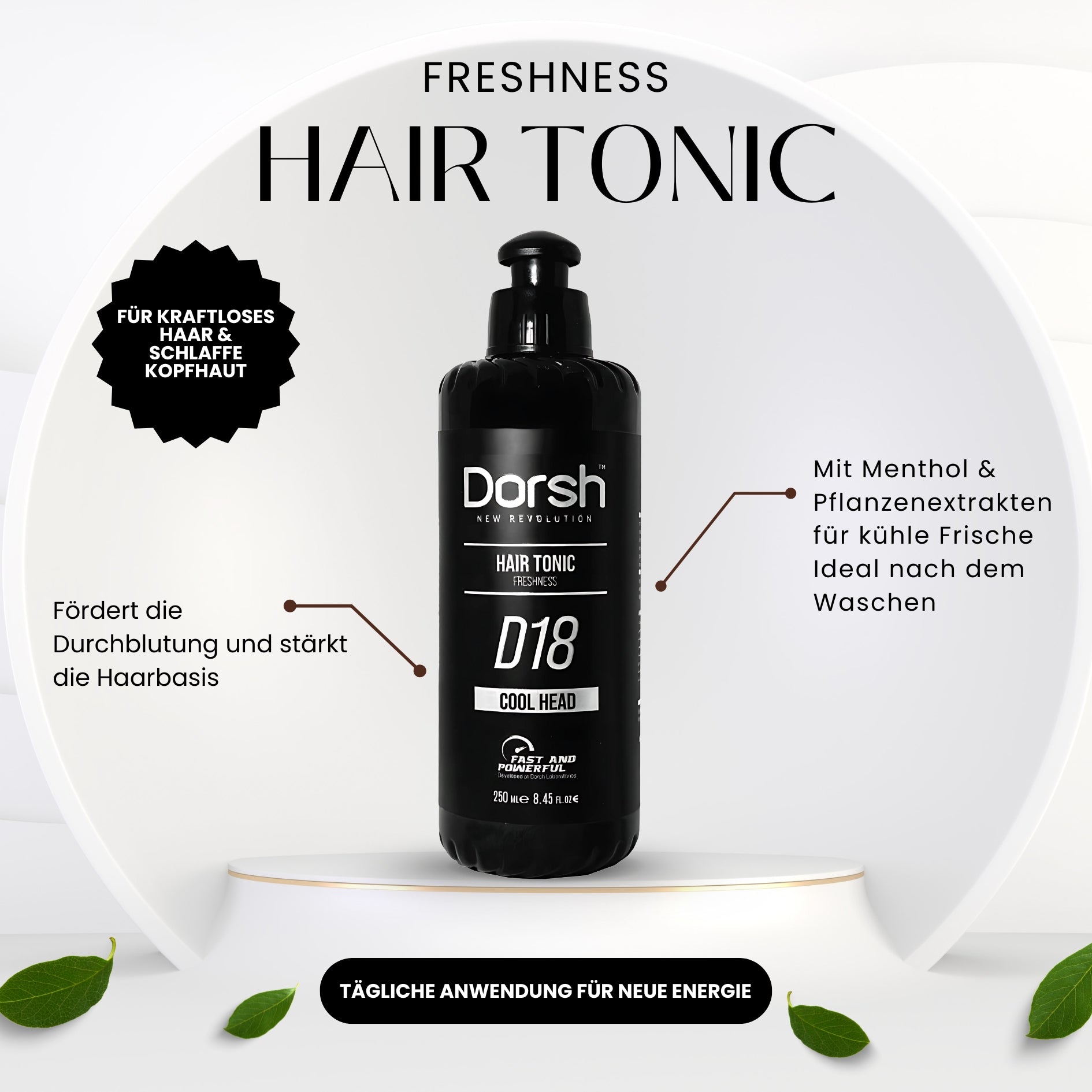 Haarwasser mit Menthol & Pflanzenextrakten – Hair Tonic Belebendes Hair Tonic für Kopfhaut & Haarwurzeln – 250 ml