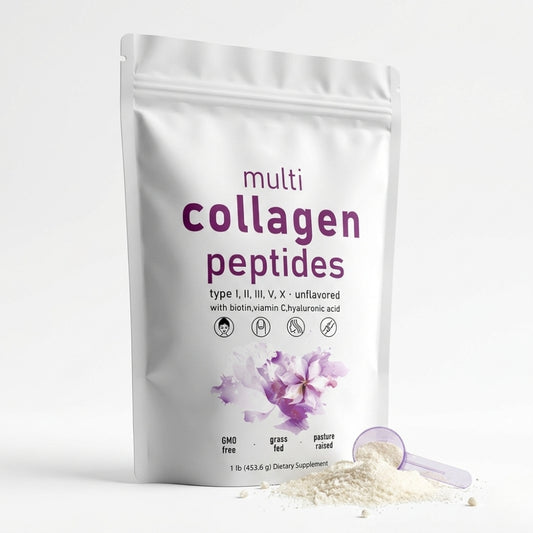 Multi Kollagen Peptide Pulver 453g – 5-Typen-Komplex mit Hyaluron, Biotin & Vitamin C