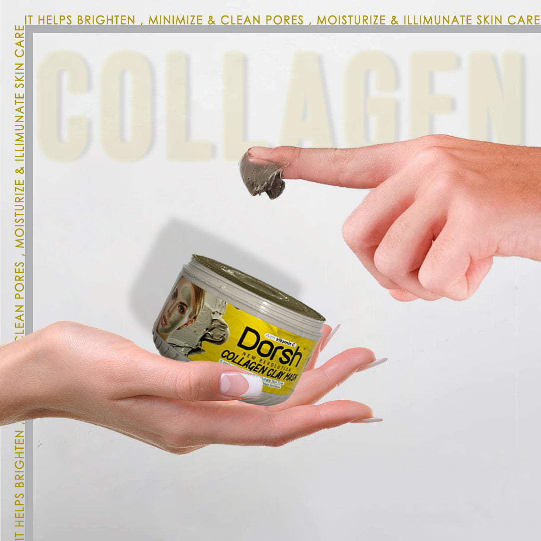 Clay Maske mit Vitamin C & Collagen – Porentiefe Reinigung & Hautbild-Verbesserung – 400 g